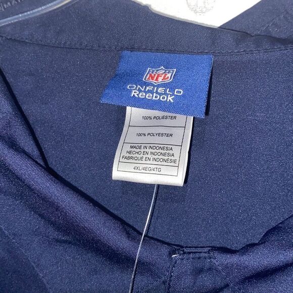 Reebok Men's Navy NFL On Field UV Protector Short Sleeve Shirt Size 4XL NWT - Picture 6 of 9